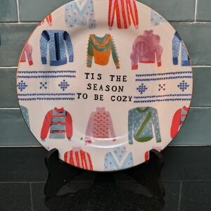 Anthropologie Mr. Boddington's Studio Tis The Season To Be Cozy 8.25" Plate New